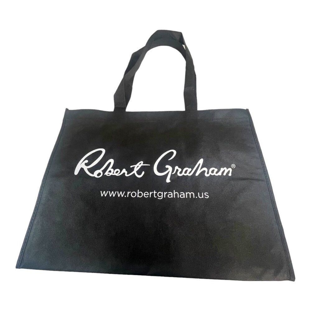 Robert Graham Black Tote Bag 18” X 13” Authentic Shopping Gift Storage